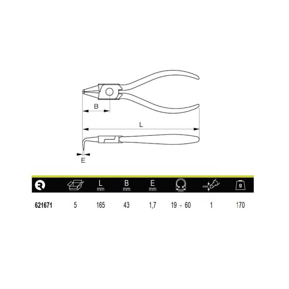 Alicate Punta Curva Para Anillos Interiores 19-60mmIrimo 621671 - Imagen 1