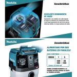 Aspiradora Inalámbrica Polvo 8LT y Agua 6LT 40Vx2. Sin Batería ni Cargador Makita VC001GLZ - Imagen 3