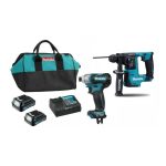 Atornillador de Impacto Inalámbrico + Rotomartillo Inalámbrico + 2 Baterías 12V + Cargador Makita CLX220SX1