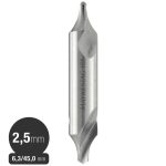 Broca Centro - 2,5 a 6,3 mm - Largo 45 mm - HSS - DIN 333 - Maykestag