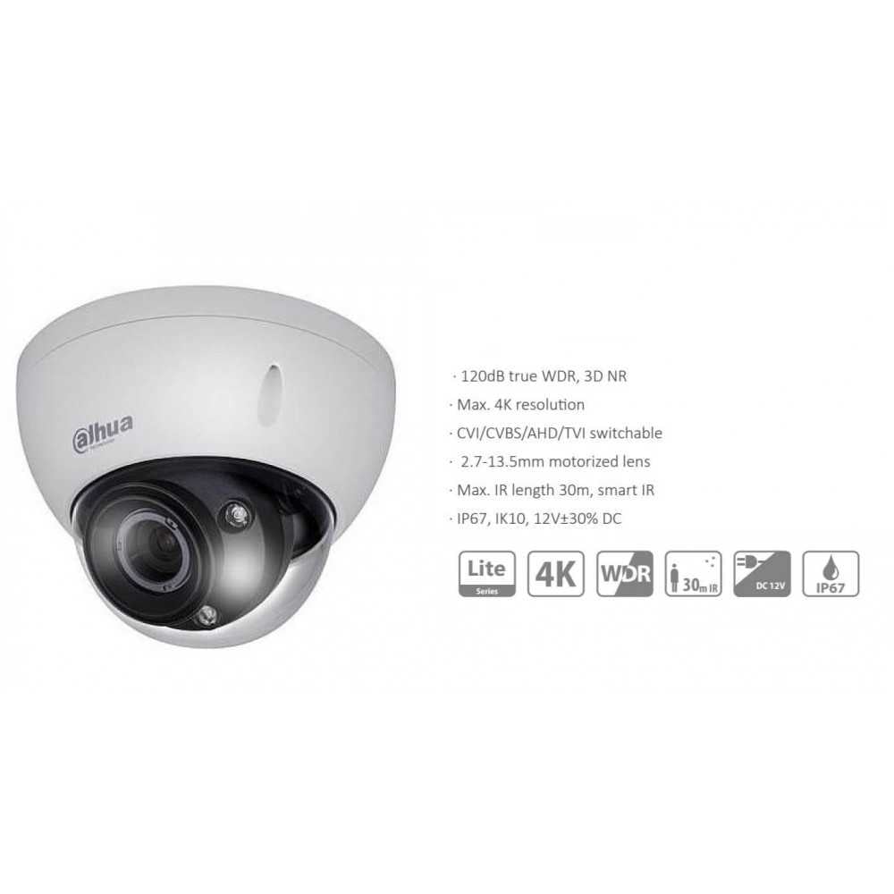 Cámara de Seguridad Domo 4K HD 30m 8MP HDCVI HDBW1801R-Z Dahua 1201172314 - Imagen 1