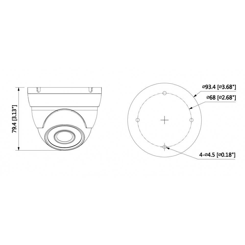 Cámara de Seguridad Domo IR HDCVI 30m 2MP HAC-HDW1200MN-0280B-S4 Eyeball Dahua 1201172317 - Imagen 1