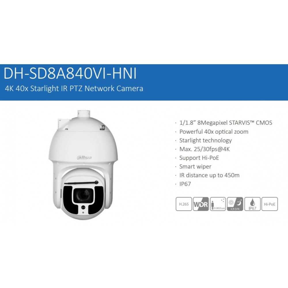 Cámara de Seguridad PTZ IR 450m 8MP 4K 40x DH-SD8A840VIN-HNI Dahua 1201172263 - Imagen 1