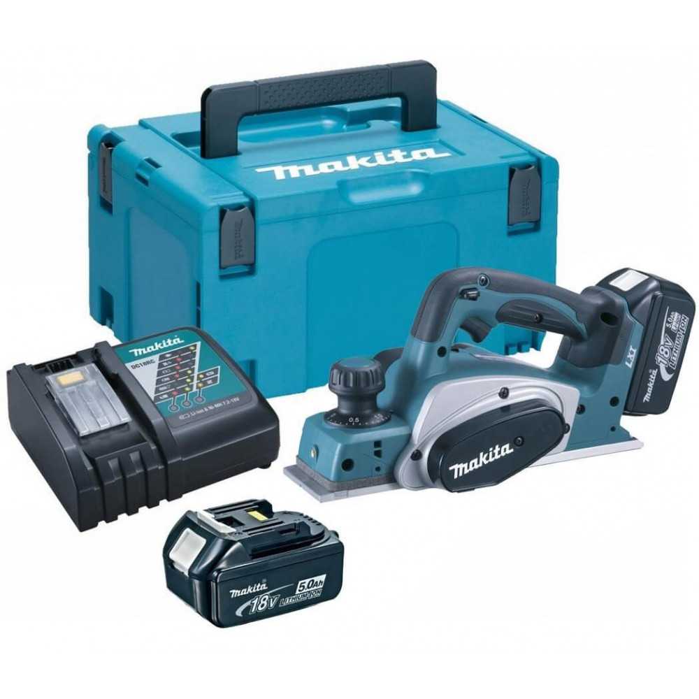 Cepillo Inalámbrico 82mm 18V + 2 Baterías 5.0ah + cargador + Makpac Makita DKP181RTJ - Imagen 1