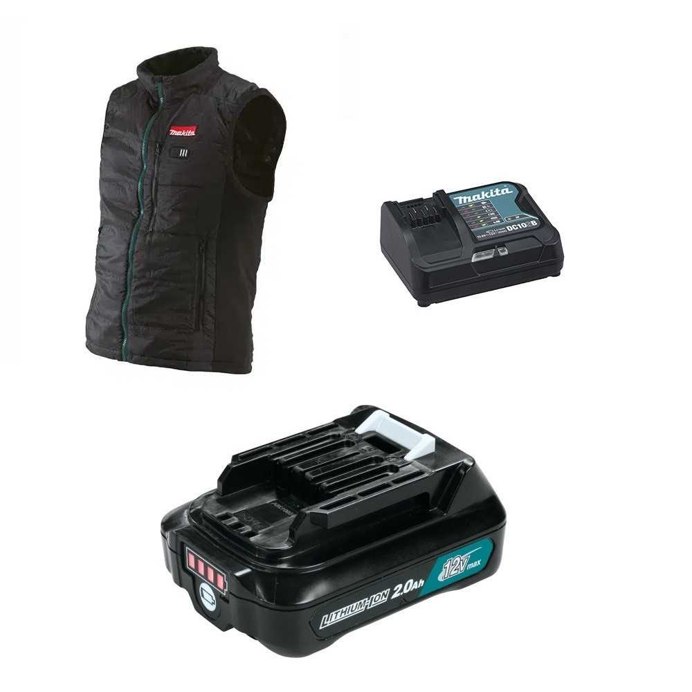 Chaqueta Térmica 12V + Batería 2.0 AH 12V + Cargador Rápido Makita CV100DZ + 632A90-7 + 196348-7 - Imagen 3