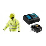 Chaqueta Térmica Amarilla Talla 2XL 18V+ Batería 18V 3Ah BL1830B + Cargador DC18SD Makita DCJ206Z2XL-2 - Imagen 2