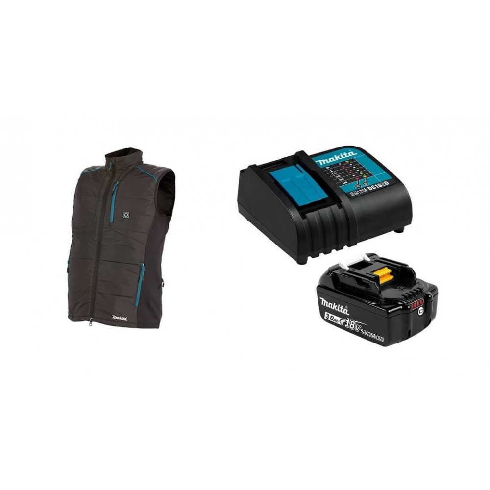 Chaqueta Térmica Talla 3XL DCV202Z 18V + Batería 18V 3Ah BL1830B + Cargador DC18SD Makita DCV202Z3XL-2 - Imagen 2