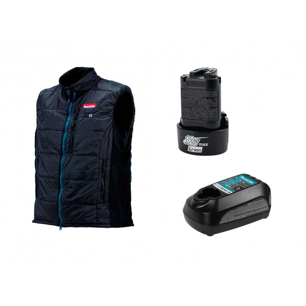 Chaqueta Térmica Talla S CV100D + Batería 12V MAX 1.3 Ah BL1014 + Cargador DC10WB Makita CV100DZS-1 - Imagen 2