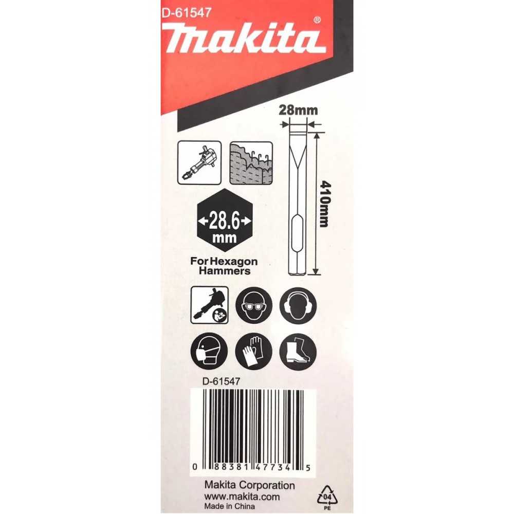 Cincel Hexagonal Punta Plana 28.6x28x410mm Makita D-61547 - Imagen 1