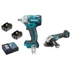 Combo 18V Esmeril angular 115mm +Llave de impacto + baterías + cargador Makita DGA455RFE-1