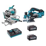 Combo 40V Sierra ingleteadora + Cepillo inalámbrico+ baterías +cargador Makita LS004GZ-1