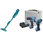 Combo Aspiradora Inalámbrica+Taladro Atornillador + Atornillador de impacto Makita CL106Z+CLX224SAX