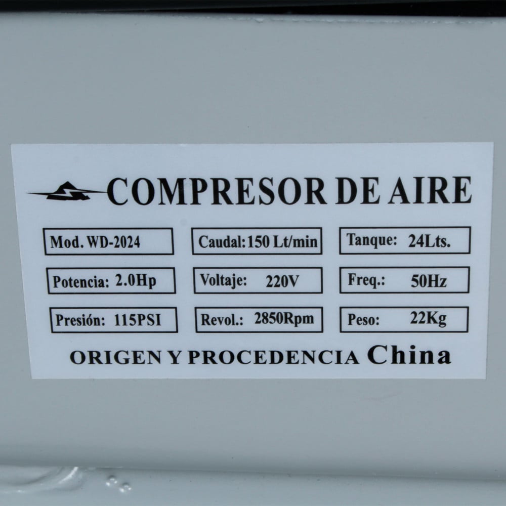 Compresor 24 litros 2hp WD-2024 Everest MI-EVE-054300 - Imagen 1