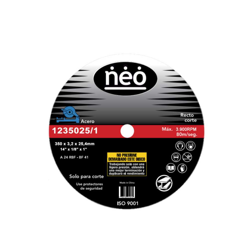 Disco de Corte 14" x 3.2mm Acero 1235025/1 Neo MI-NEO-050737 - Imagen 1