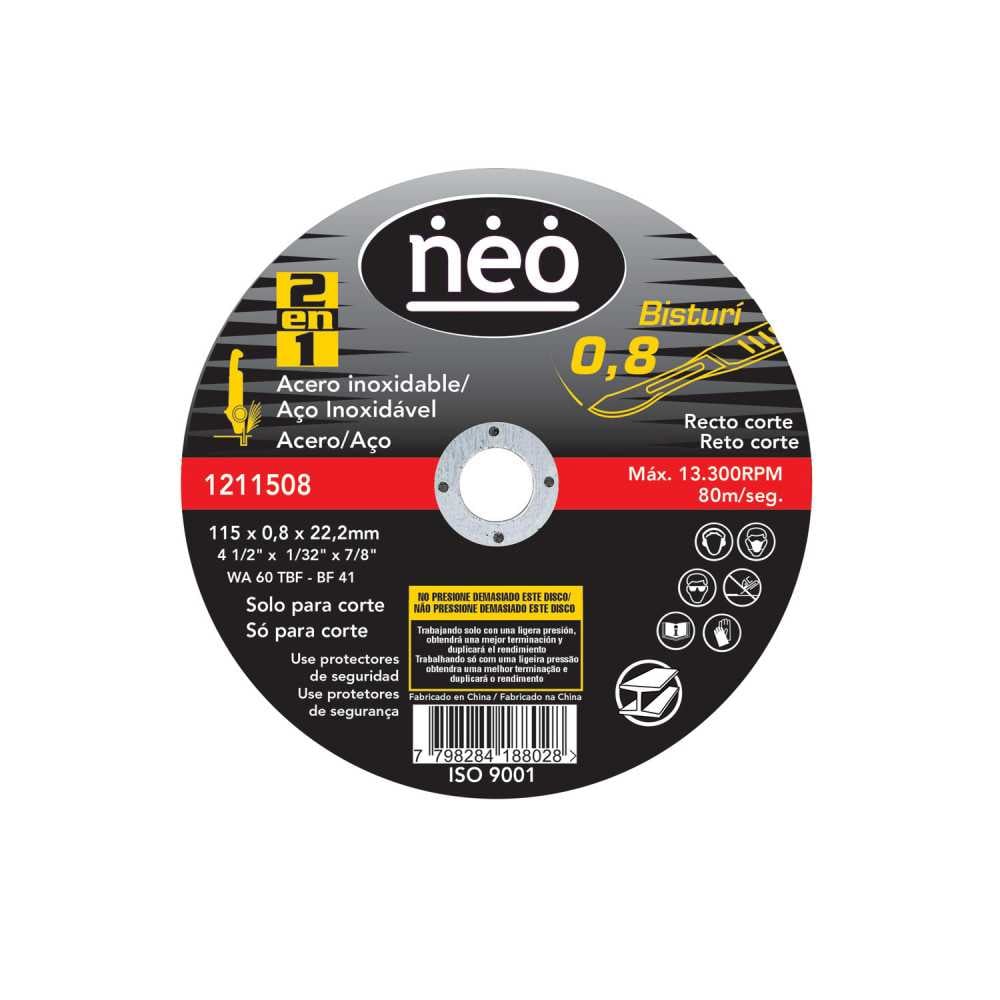 Disco de Corte 4 1/2"x0.8mm Acero Inoxidable 1211508 Neo MI-NEO-050738 - Imagen 1
