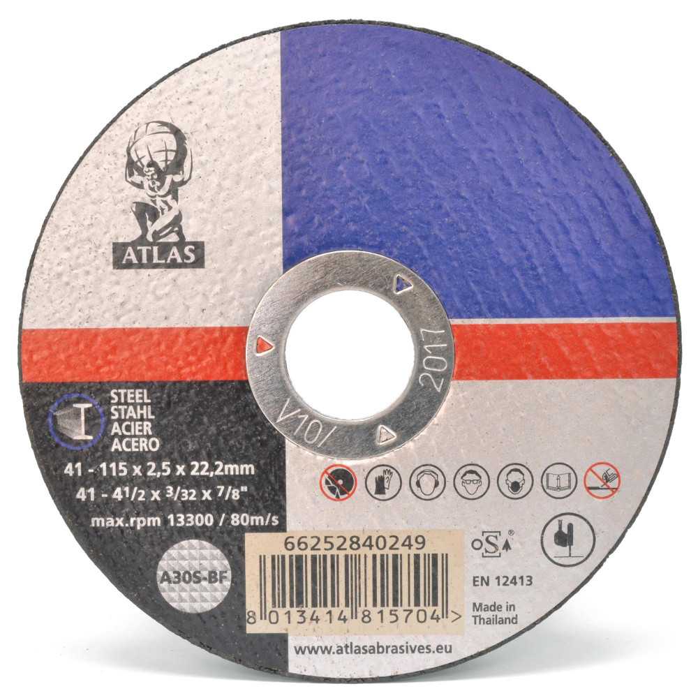 Disco de Corte - Acero Carbono - 4 1/2" (115x2,5x22mm) - Atlas - Imagen 1