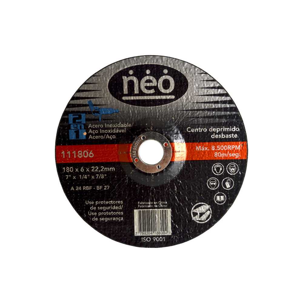 Disco de Corte Debaste 7" x 6 x 22.2mm Metal 111806 Neo MI-NEO-051047 - Imagen 1