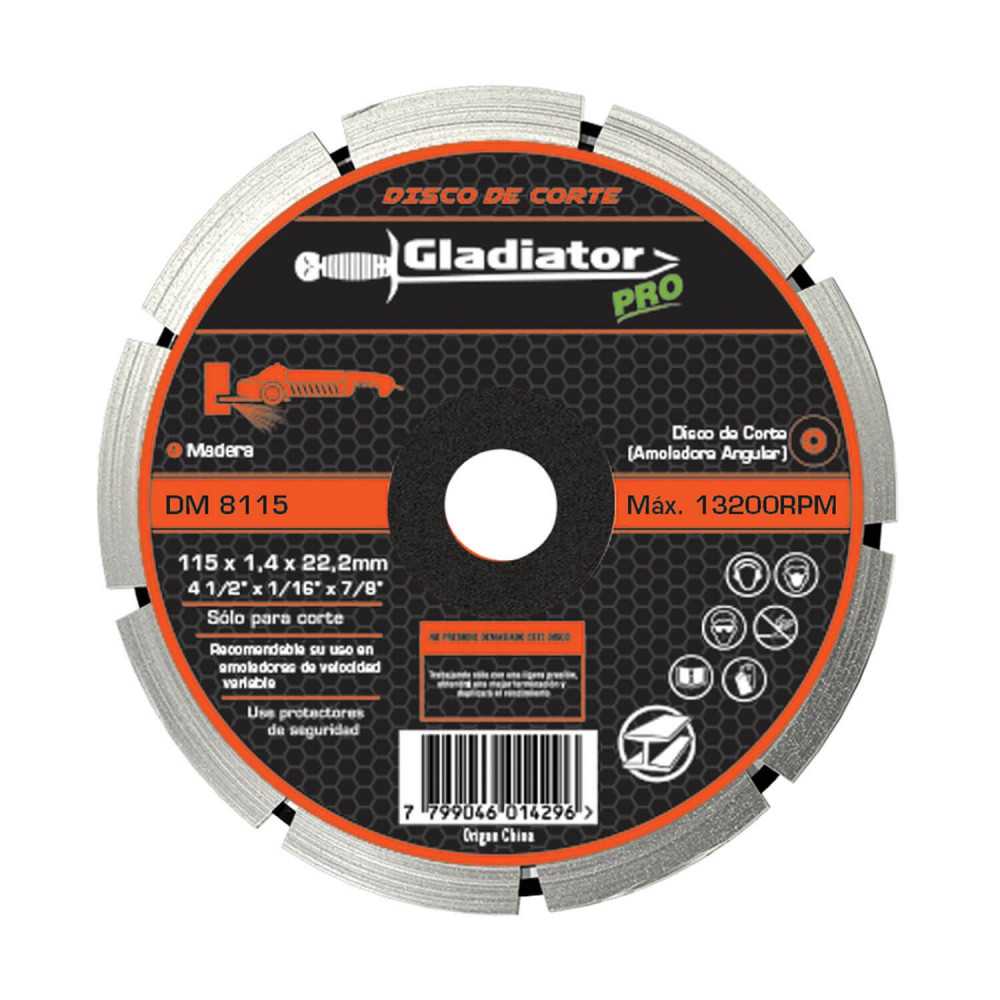 Disco de Corte Madera 4 1/2" (115mm) DM 8115 Gladiator MI-GLA-054401 - Imagen 1