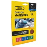 Display 5 Discos Lija Metal - Respaldo Fibra - 7" Grano 24 - Sialox