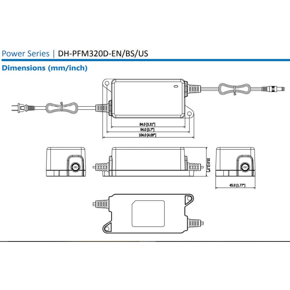 Fuente de Poder para cámaras 12V 2AMP USO INT/EXT. Dahua DH-PFM320D-EN - Imagen 1