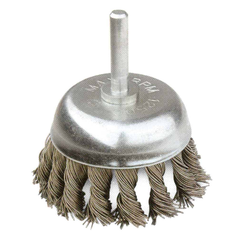 Grata Copa Acero Templado Trenzado 2.5" (65mm) - Calibre 0,5mm - Vástago 1/4'' - Hela - Imagen 1
