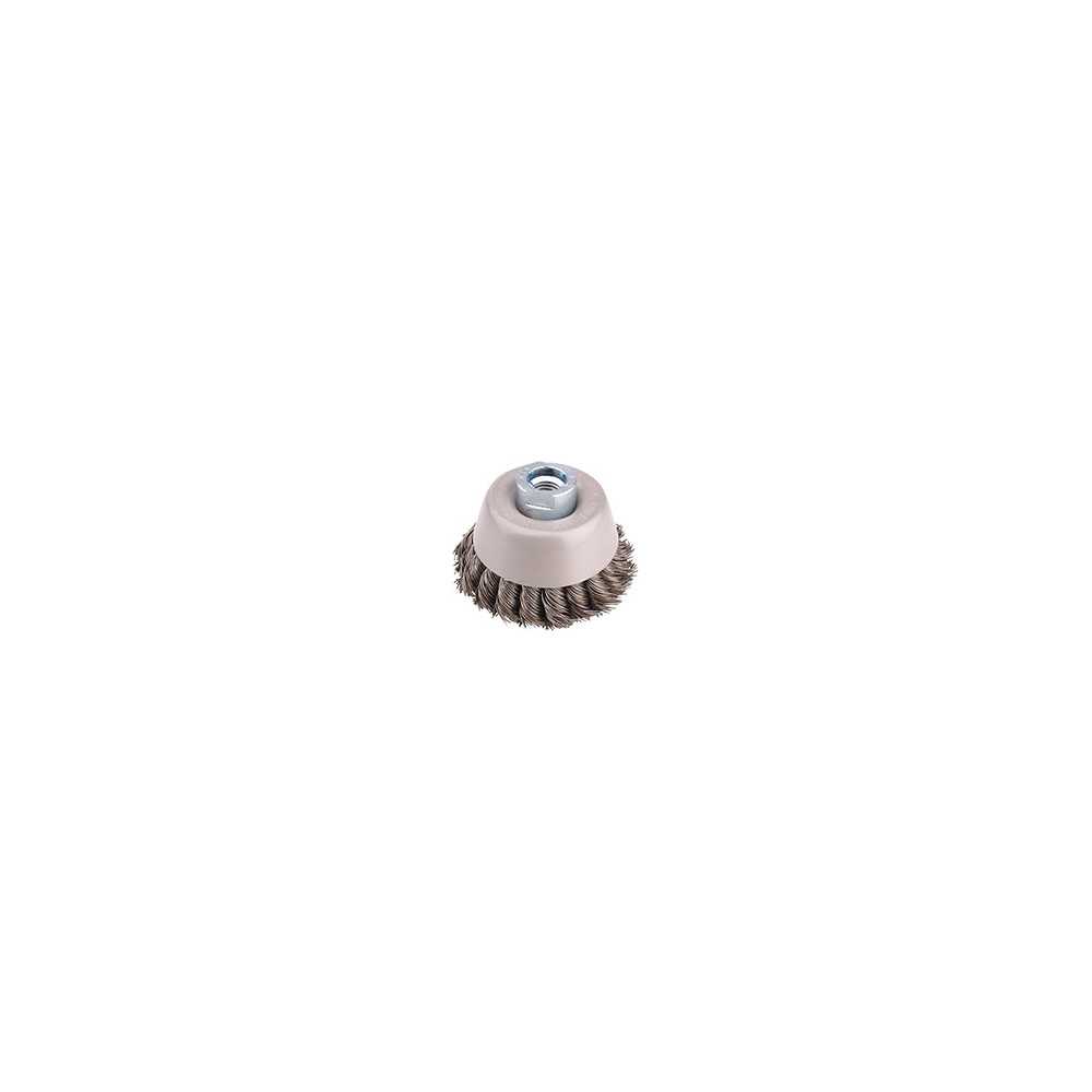 Grata Copa Cónica Acero Inoxidable Trenzado 3'' - Calibre de 0,6 mm - Toma M14 - Hela - Imagen 1