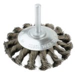 Grata Copa Plana Acero Templado Trenzado 3" (75mm) - Calibre 0,35mm -Vástago 1/4'' - Hela