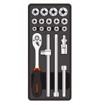 Juego de Dados Hex. 1/2” + Chicharra 19 piezas Fixman F1BT76