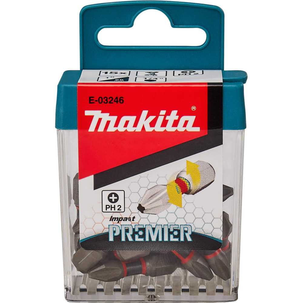 Juego de Puntas IMPACT PREMIER PH2x25mm Flip top 15 Pzs Makita E-03246 - Imagen 1