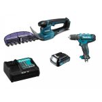 Kit Cortaseto Inalámbrico CTX 12V + 1 batería 1.5 Ah + cargador + Taladro Makita UH201DWY + HP331DZ