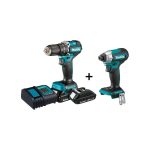 Kit Inalámbrico 18V Taladro percutor + Atornillador de impacto + batería y cargador Makita DLX2414YX7 - Imagen 2