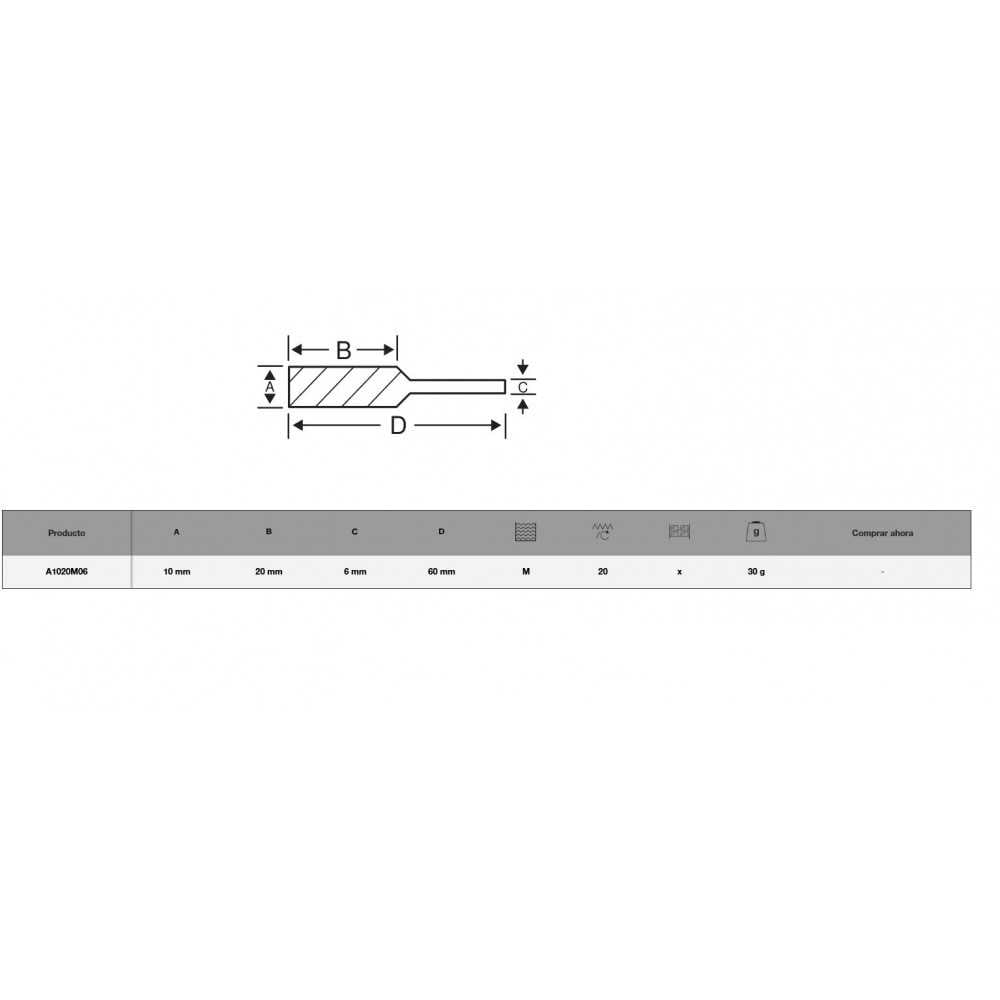 Lima Rotativa Cilíndrica 10x20mm para metal Bahco A1020M06 - Imagen 1