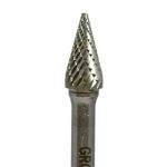 Lima Rotativa Cónica de 28° - 3/8'' -Toma 6mm - Doble Corte (Corte 5) - Carburo Tungsteno - Grobet