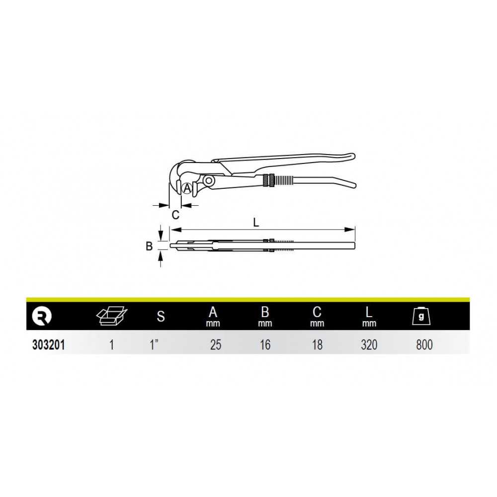 Llave de Tubo Modelo Sueco Boca Perpendicular 1" Irimo 303201 - Imagen 1