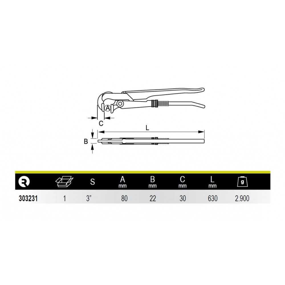 Llave de Tubo Modelo Sueco Boca Perpendicular 3" Irimo 303231 - Imagen 1