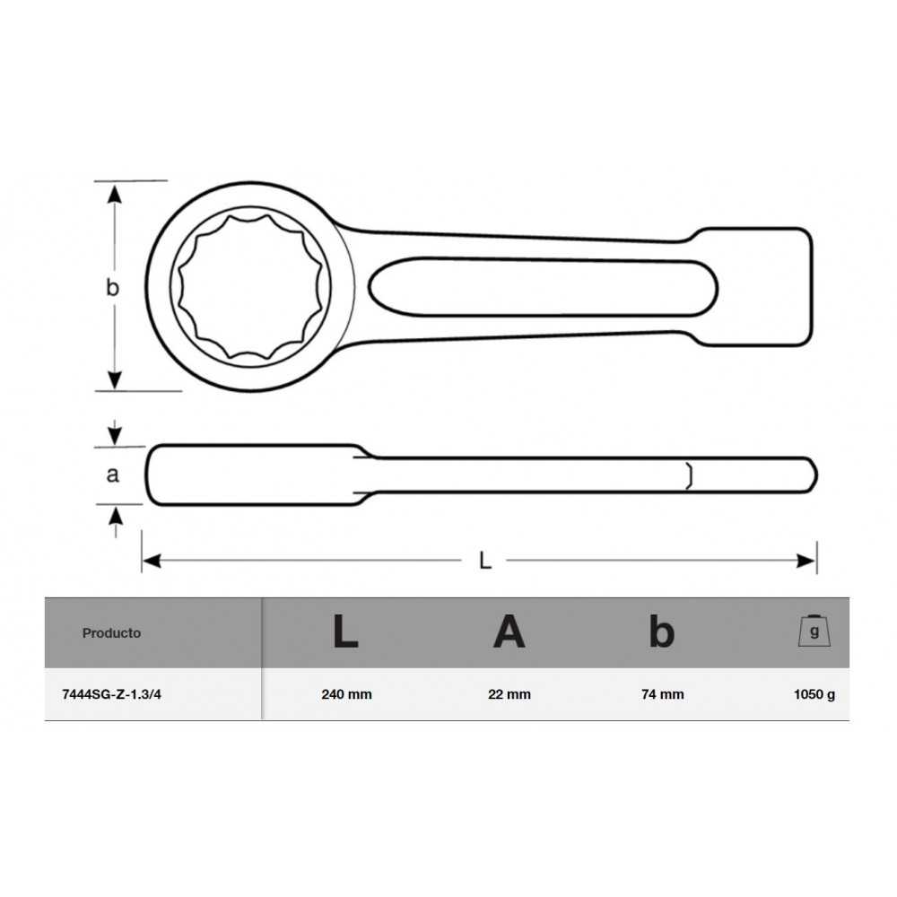 Llave Estrella De Impacto de 1-3/4" x 240mm Bahco 7444SG-Z-1.3/4 - Imagen 1