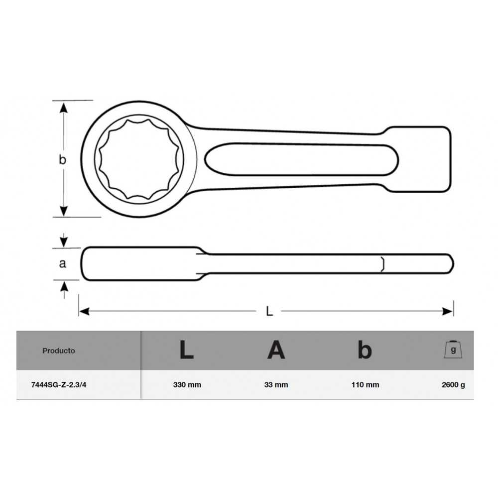 Llave Estrella De Impacto de 2-3/4" x 330mm Bahco 7444SG-Z-2.3/4 - Imagen 1