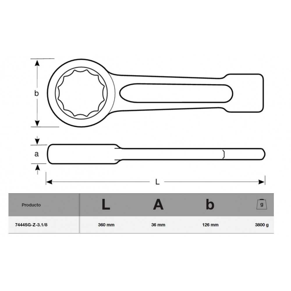 Llave Estrella De Impacto de 3-1/8" x 360 mm Bahco 7444SG-Z-3.1/8 - Imagen 1