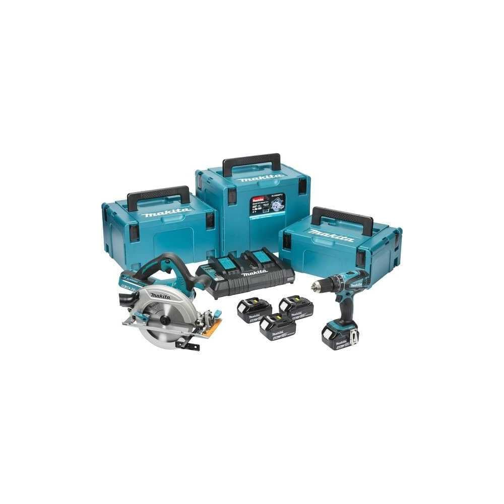 Kit Taladro Atornillador DDF453 + Sierra Circular DHS710 + 4 Bat + Cargador doble + Disco Sierra Makita DLX2103PMJ - Imagen 1