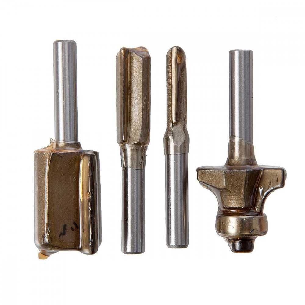 Set 4 Fresas (3 Rectas 1/4-3/8-3/4" y media caña 1/4") Makita P-24876 - Imagen 1