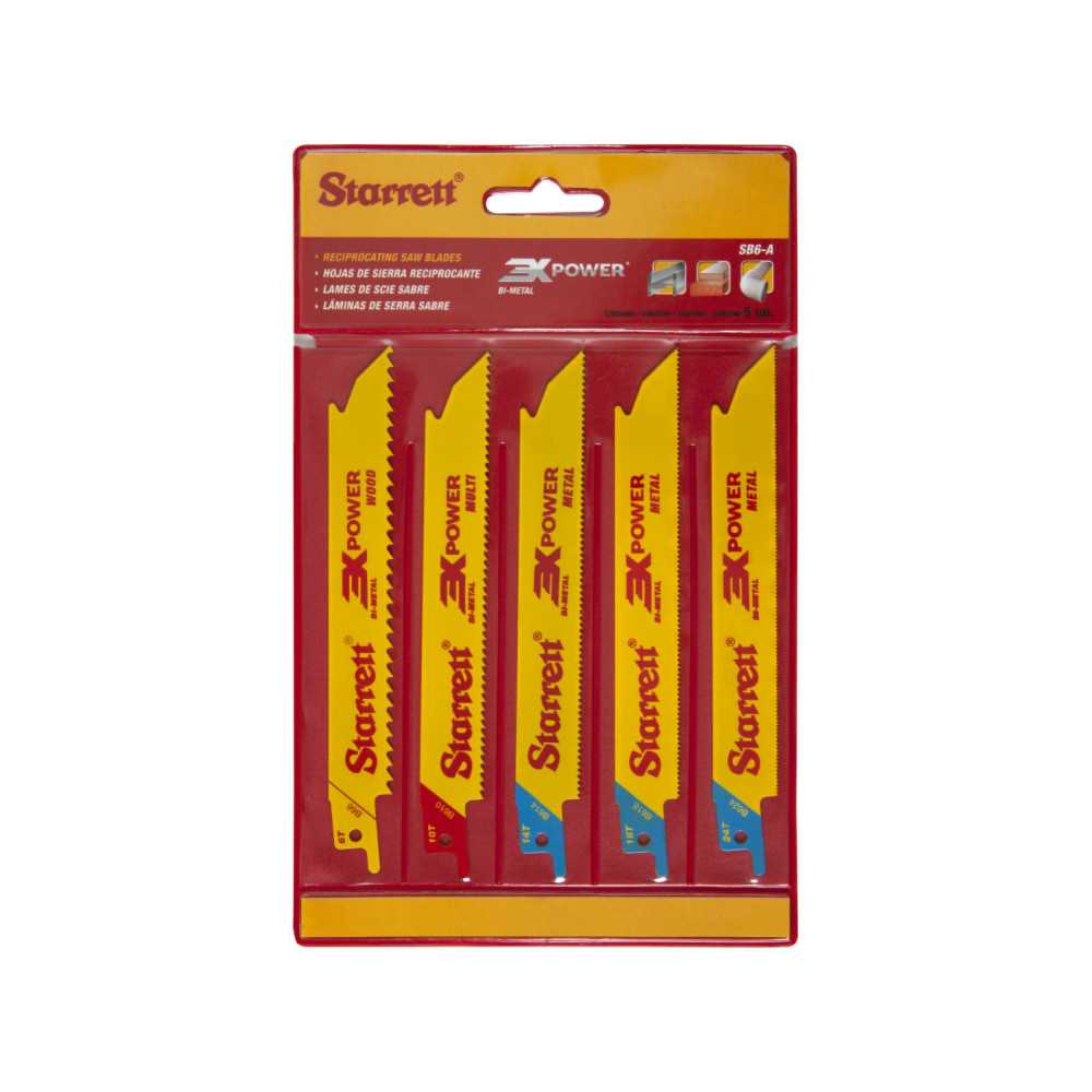 Pack 5 Sierras Sables Bimetálicas - Madera, Metal y Multimaterial - 150 mm - Starret - Imagen 1
