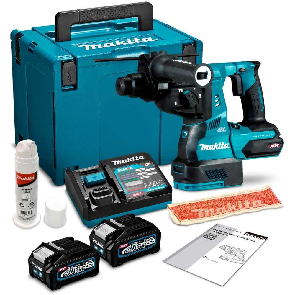 Rotomartillo Inalámbrico SDS-PLUS 28mm 40V 2.8J+2 Baterías 4.0 Ah + Cargador Rápido + Makpac Makita HR003GM201 - Imagen 1
