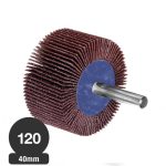 Rueda Traslapada 40 mm - Metal y Acero Inox. - Grano 120 - Vástago 6 mm - G-Saitor A - Sait