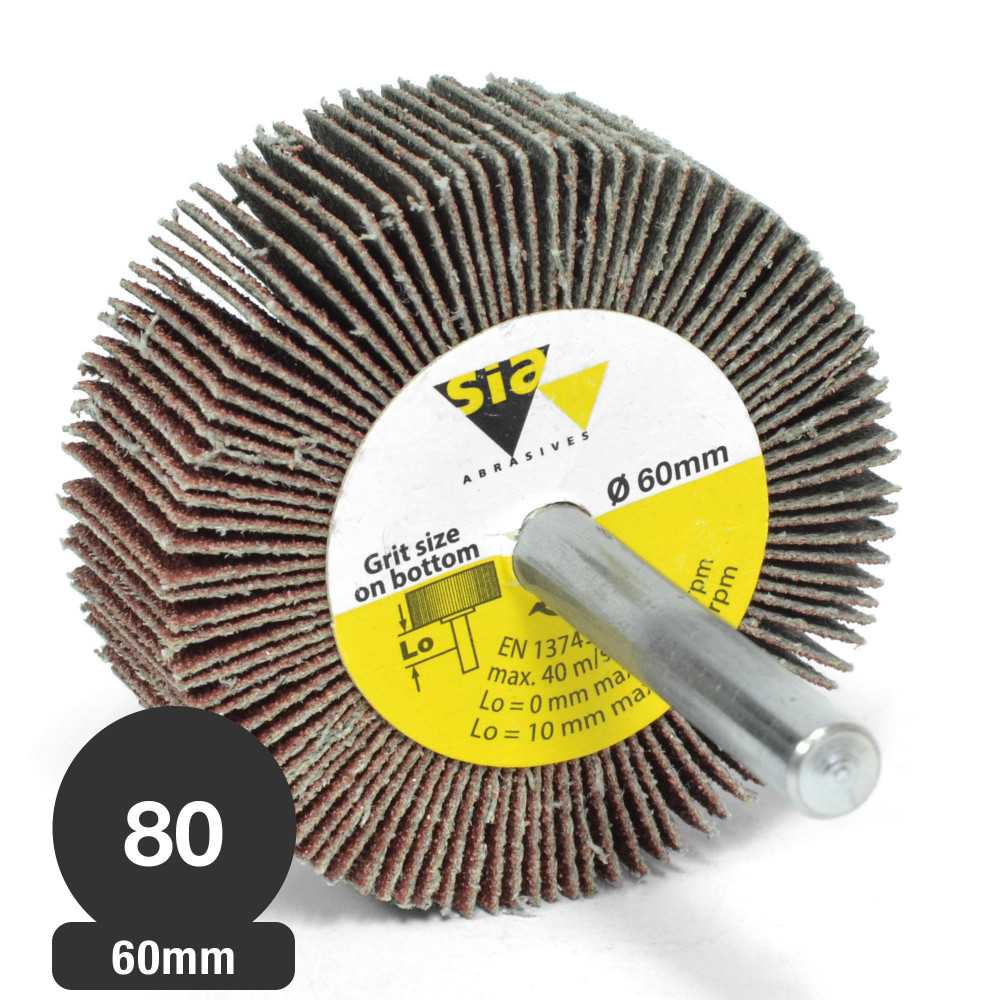 Rueda Traslapada 60 mm - Metal - Grano 80 - Vástago 6 mm - SialoX - Imagen 1