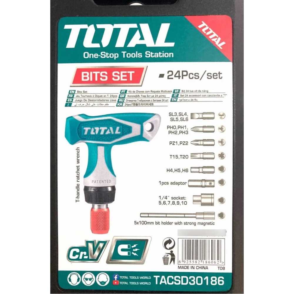 Set Atornilladores con Llave T y Mango T 24 pzs Total Tools TACSD30186 - Imagen 3