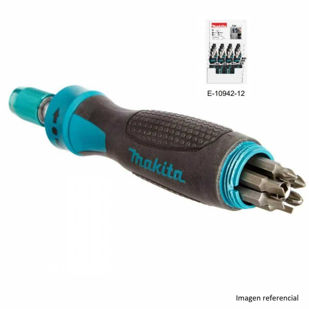 Set Destornillador 8 pzs Rachet y Puntas. Caja con 12 juegos Makita E-10942-12 - Imagen 1