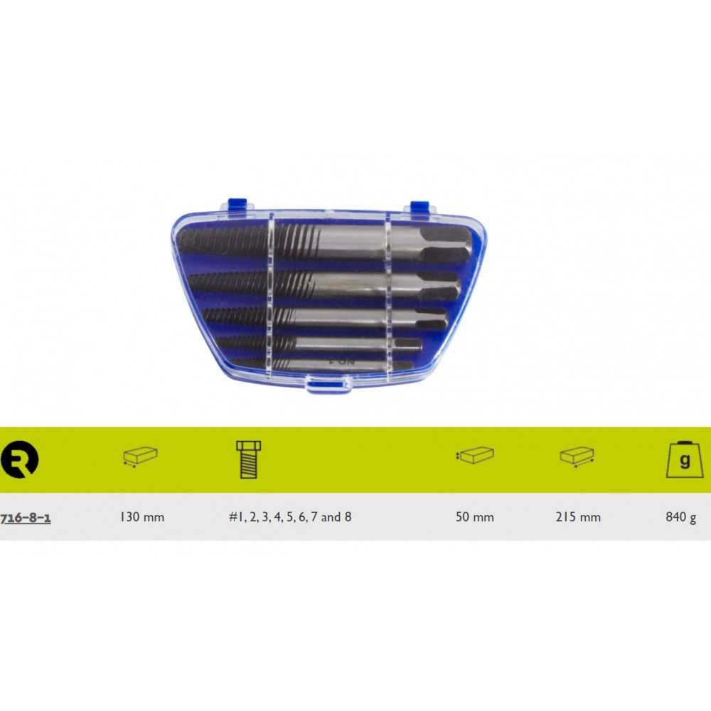 Set Extractores de Tornillos 8 Piezas M43 - M45 Irimo 716-8-1 - Imagen 1