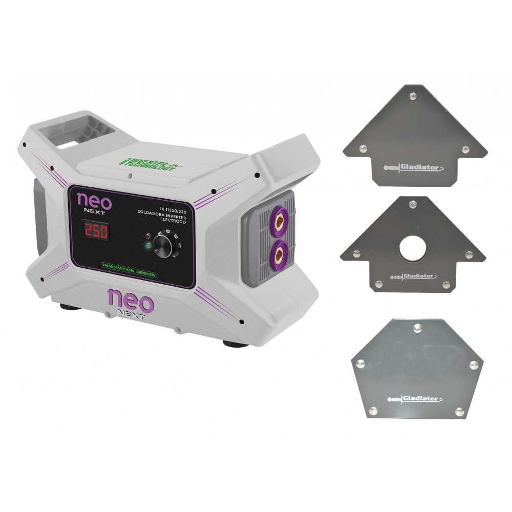 Soldadora Inverter Arco Manual Neo 250 AMP IX 11250/220+ Kit Escuadras Magnéticas Gladiator MI-NEO-054551_KIT - Imagen 2
