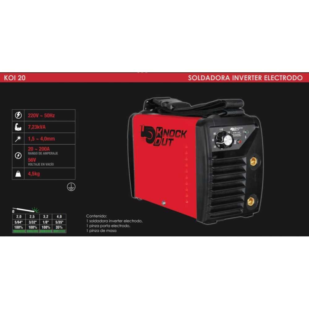Soldadora Inverter 200A Koi 20 Knock out MI-KNO-053059 - Imagen 1