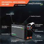 Soldadora Inverter arco manual 200A IE 8200/6/220M Gladiator MI-GLA-052646 - Imagen 3